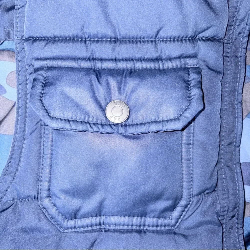 Gap Boy Reversible Camo Jacket Puffer Vest Navy Blue Youth L